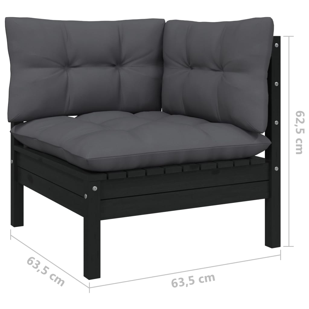vidaXL 10 Piece Garden Lounge Set with Cushions Black Pinewood