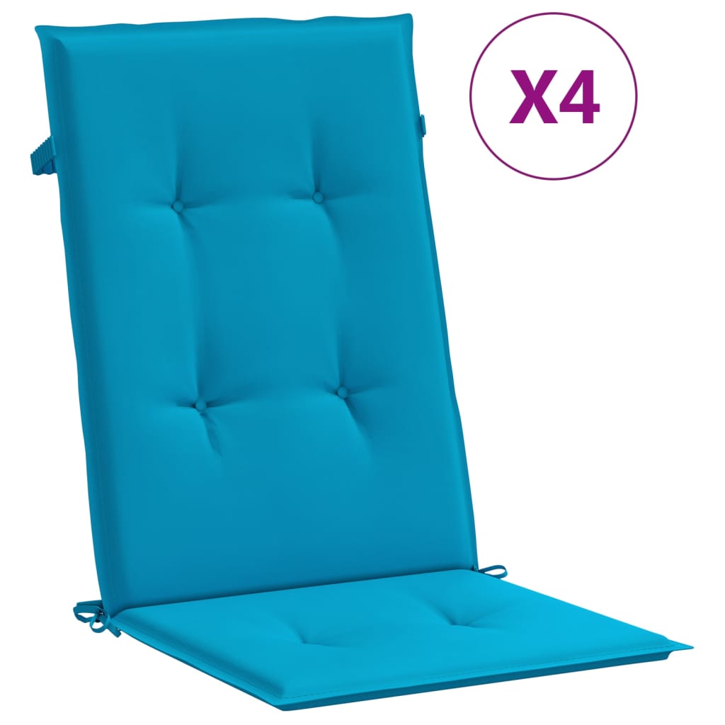 vidaXL Garden Highback Chair Cushions 4 pcs Blue 120x50x3 cm Fabric