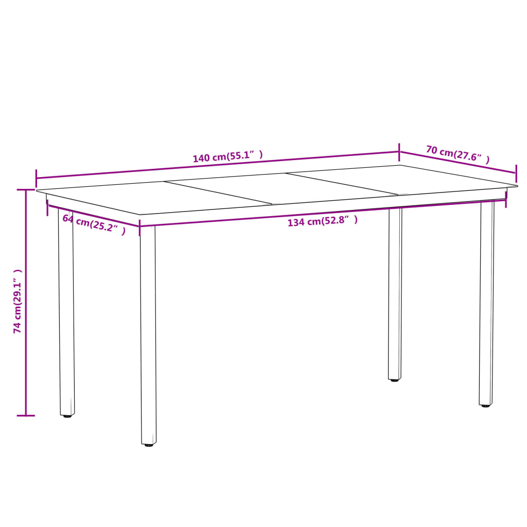 vidaXL 7 Piece Garden Dining Set Black