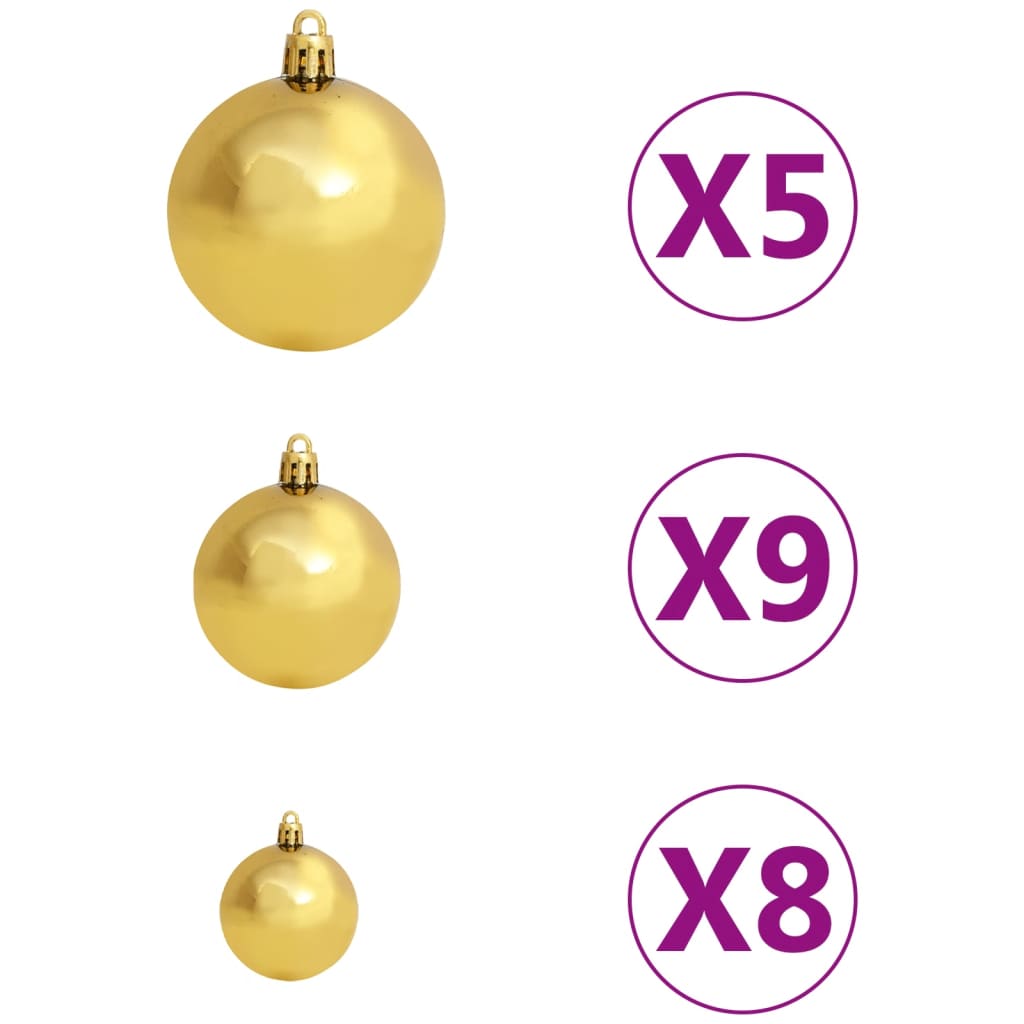 vidaXL Artificial Half Pre-lit Christmas Tree with Ball Set Green 180 cm