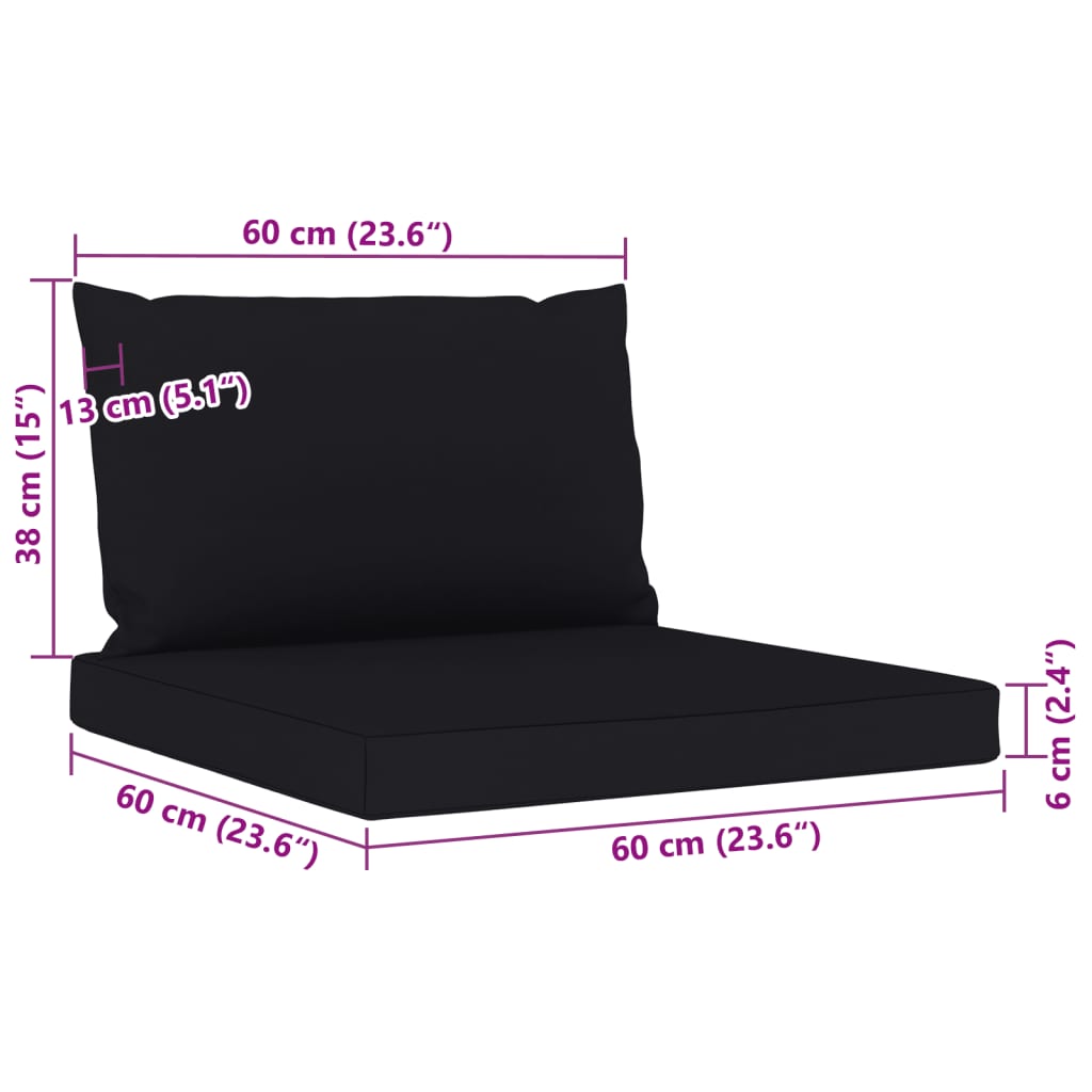 vidaXL 6 Piece Garden Lounge Set with Black Cushions