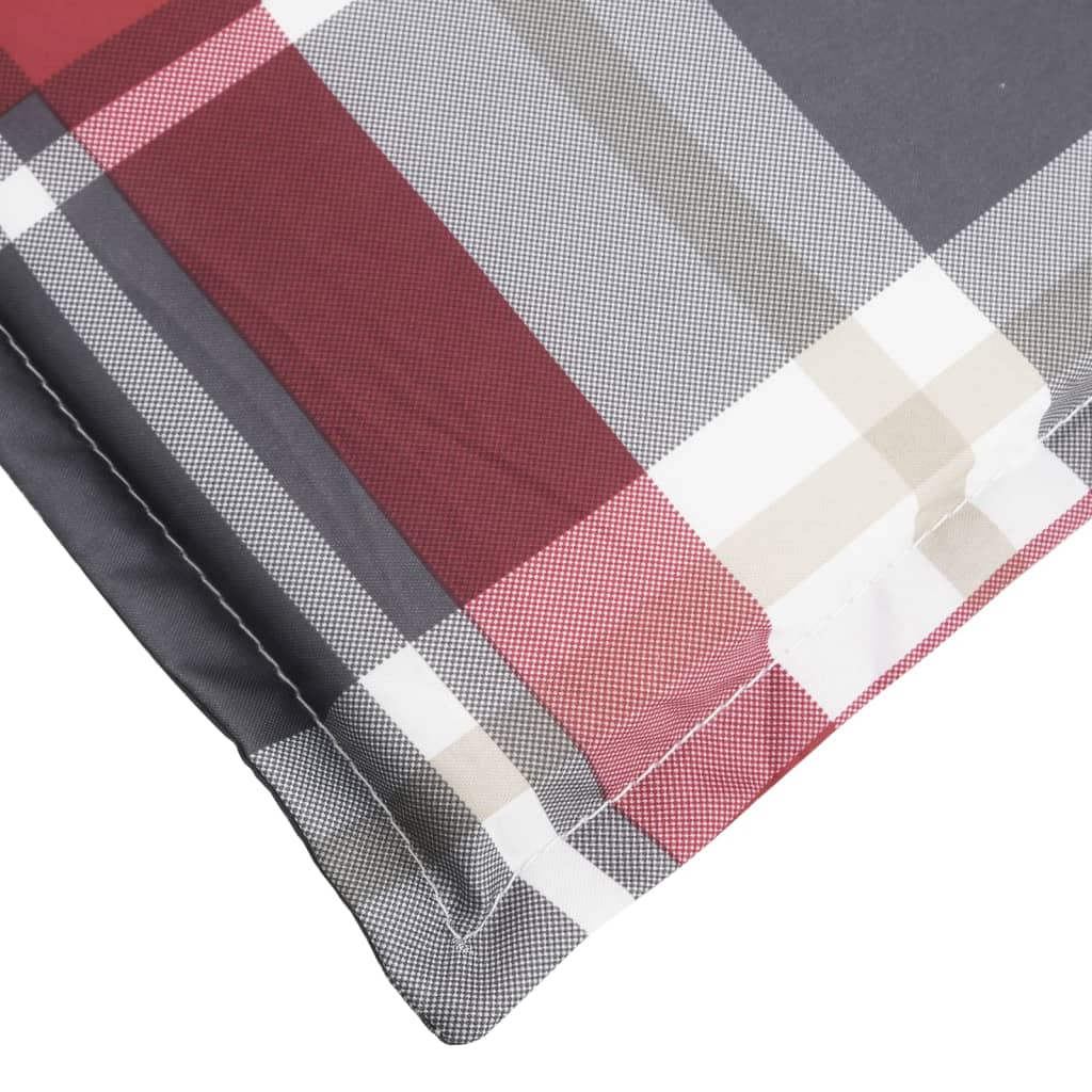 vidaXL Sun Lounger Cushion Red Check Pattern 186x58x3cm Oxford Fabric
