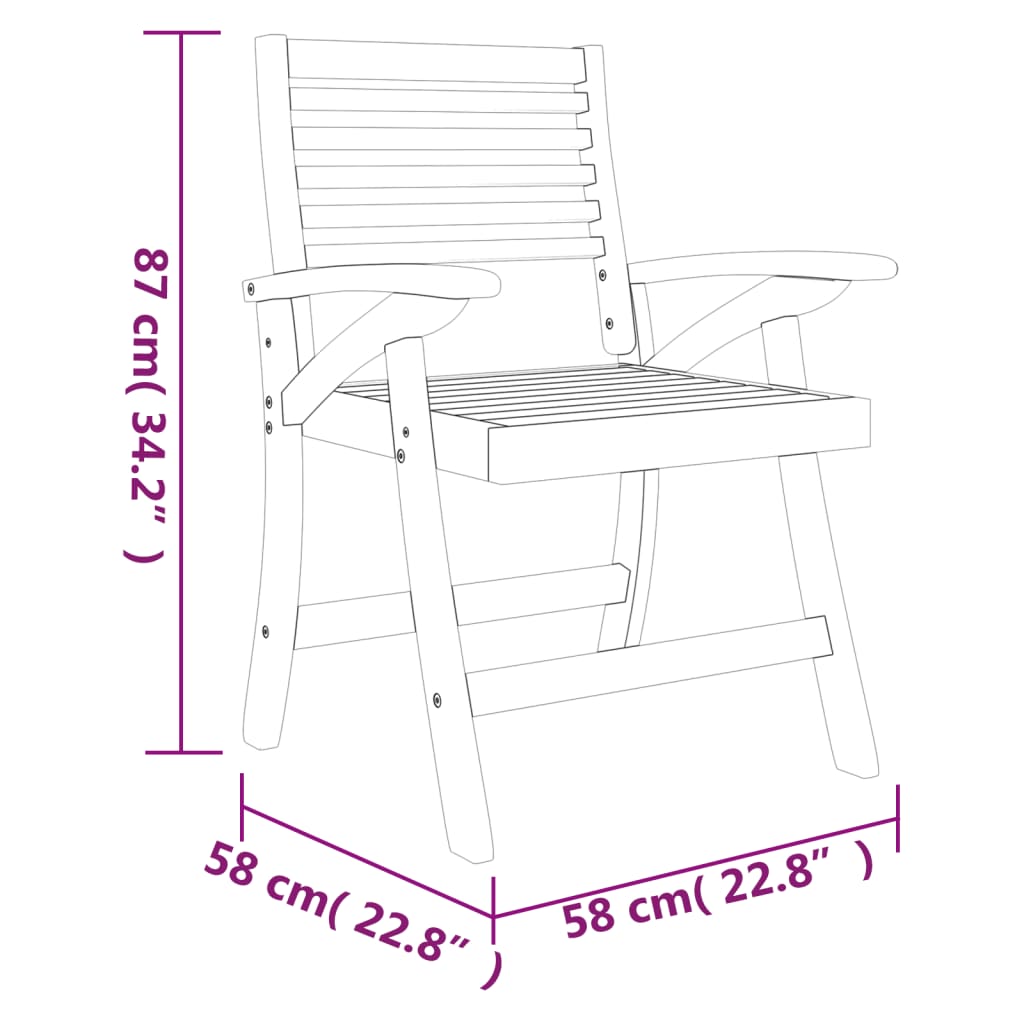 vidaXL Garden Chairs 8 pcs 58x58x87 cm Solid Wood Acacia