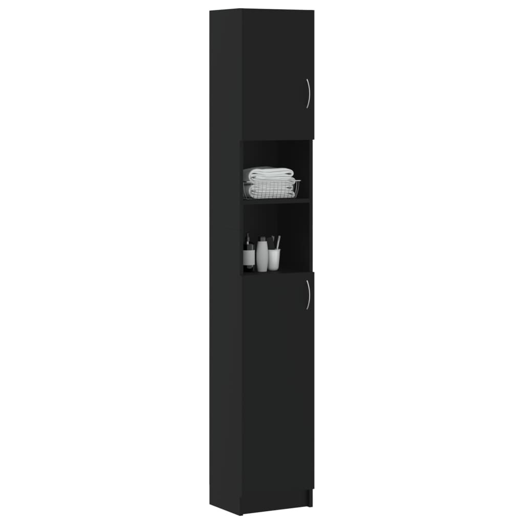 vidaXL Bathroom Cabinet Black 32x25.5x190 cm Engineered Wood