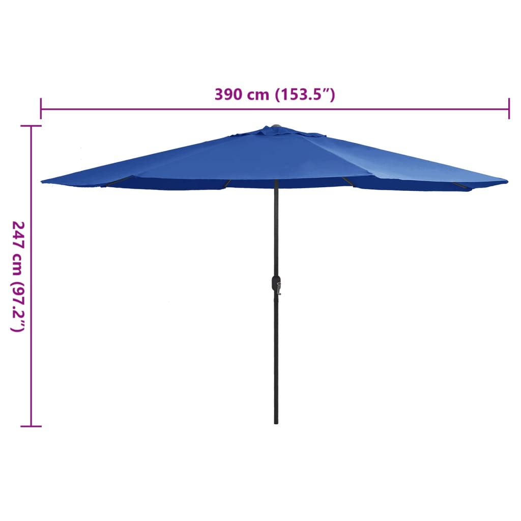 vidaXL Outdoor Parasol with Metal Pole 400 cm Azure Blue