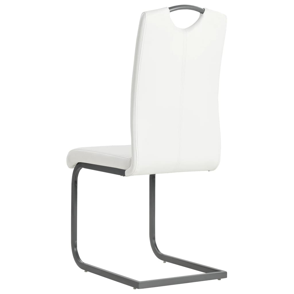 vidaXL Cantilever Dining Chairs 4 pcs White Faux Leather