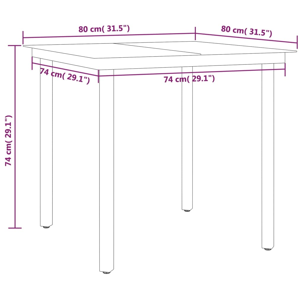 vidaXL 3 Piece Garden Dining Set Black