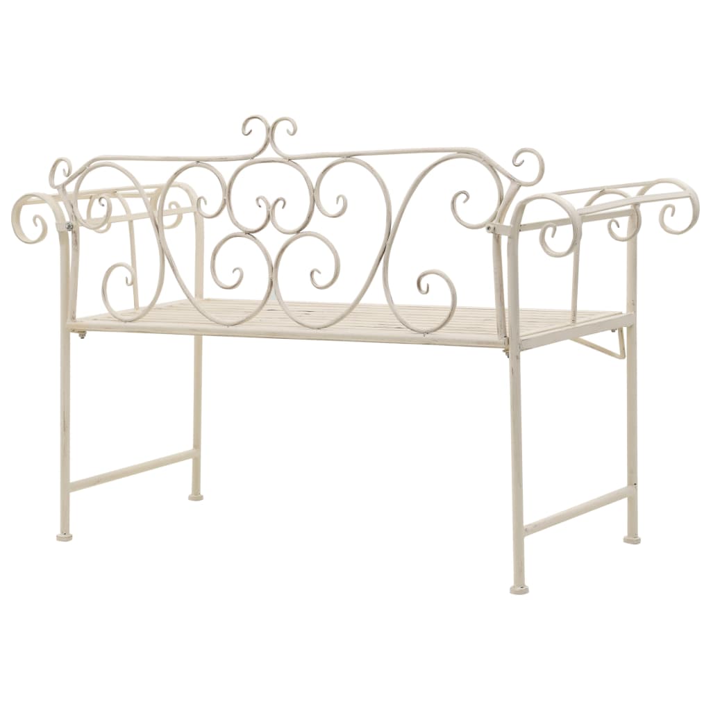 vidaXL Garden Bench 132 cm Metal Antique White