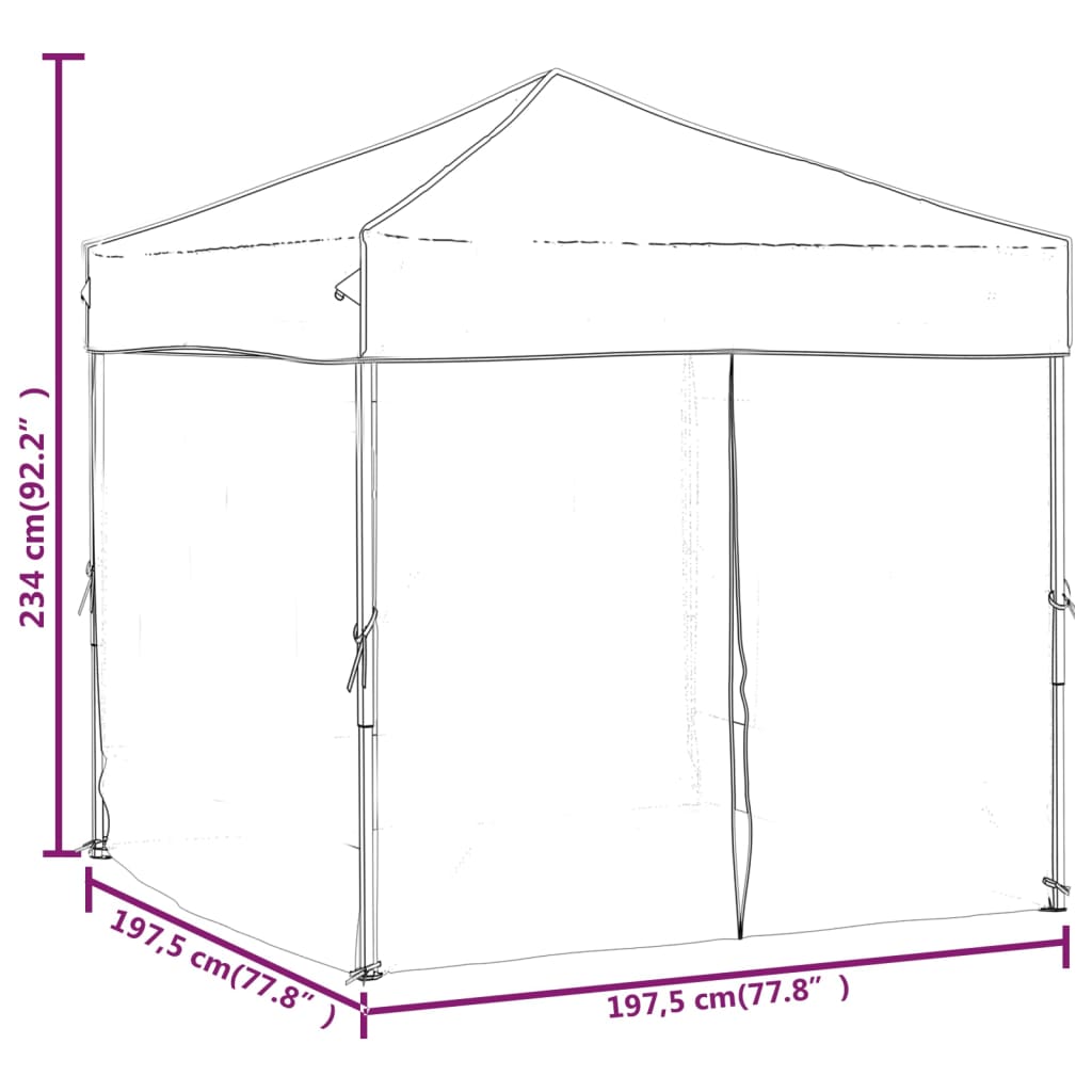 vidaXL Folding Party Tent with Sidewalls Taupe 2x2 m