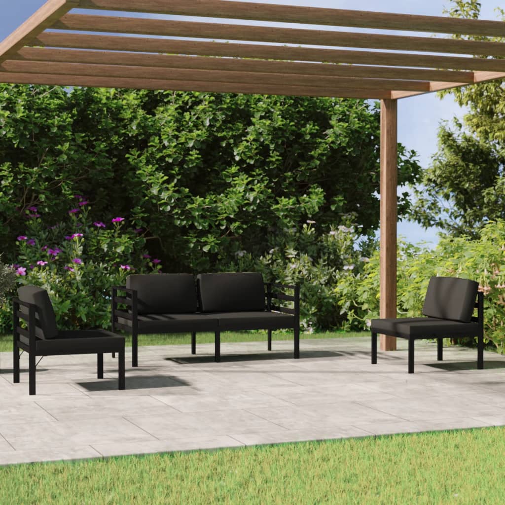 vidaXL 4 Piece Garden Lounge Set with Cushions Aluminium Anthracite