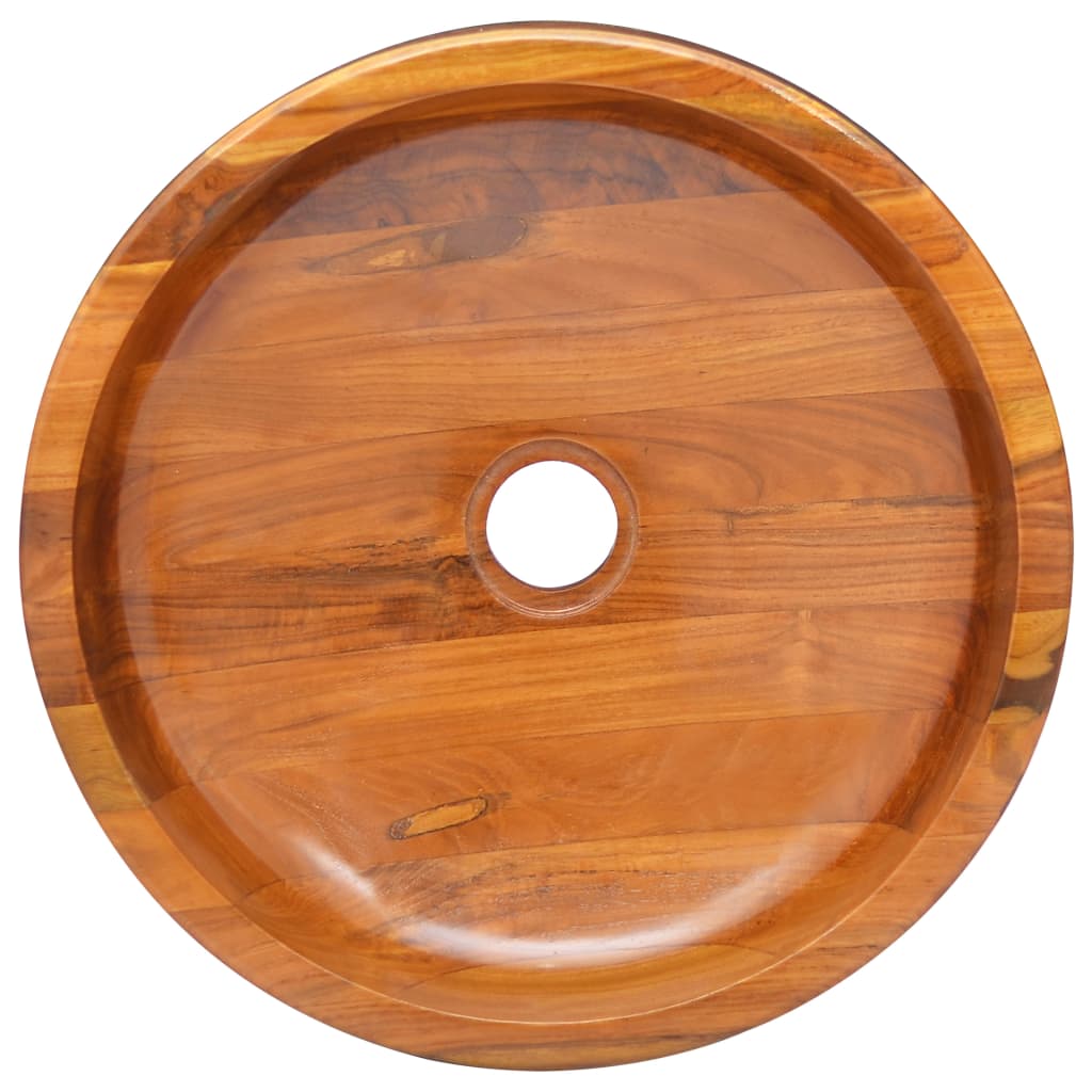 vidaXL Basin Solid Teak Wood Φ40x10 cm