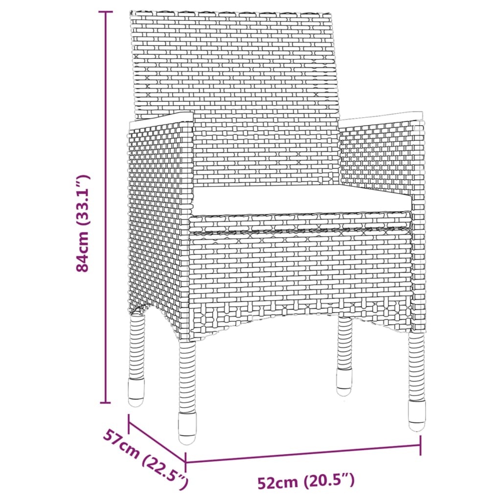 vidaXL 9 Piece Garden Dining Set with Cushions Grey and Black