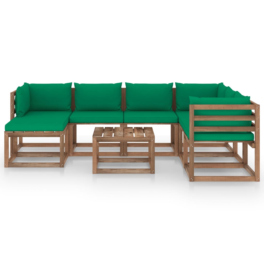 vidaXL 8 Piece Garden Lounge Set with Cushions Green