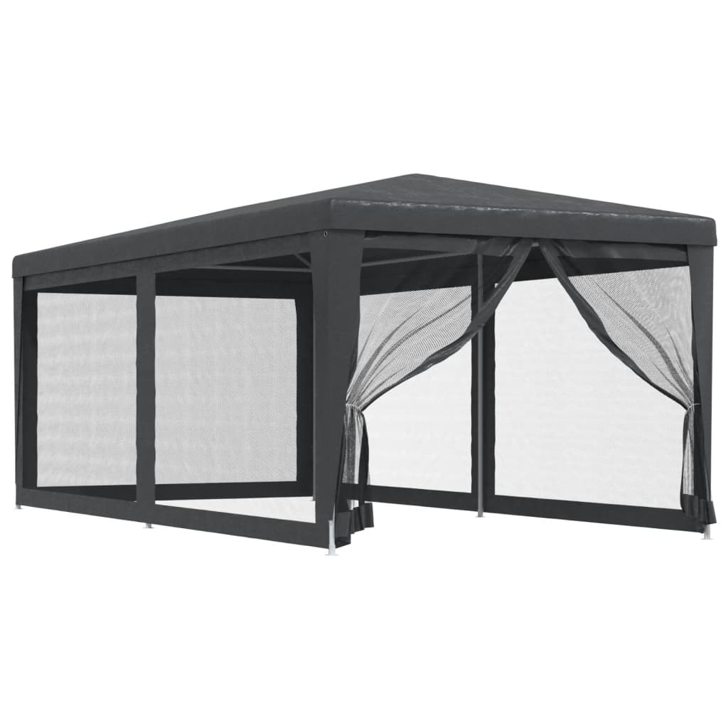 vidaXL Party Tent with 6 Mesh Sidewalls Anthracite 3x6 m HDPE