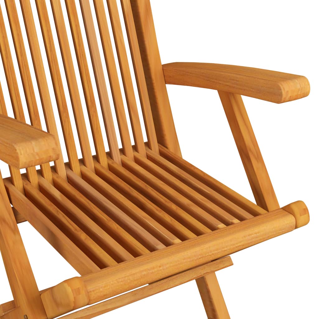 vidaXL Garden Chairs with Green Cushions 6 pcs Solid Teak Wood