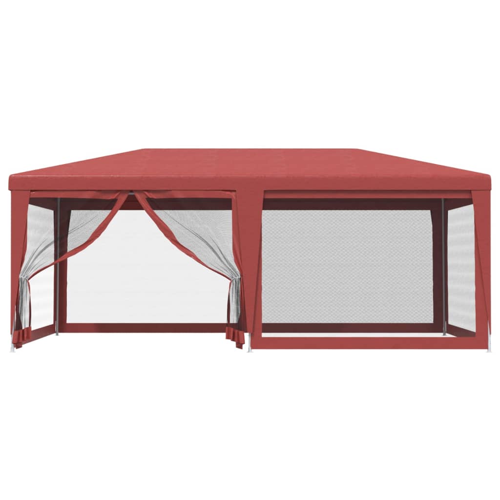 vidaXL Party Tent with 6 Mesh Sidewalls Red 6x4 m HDPE