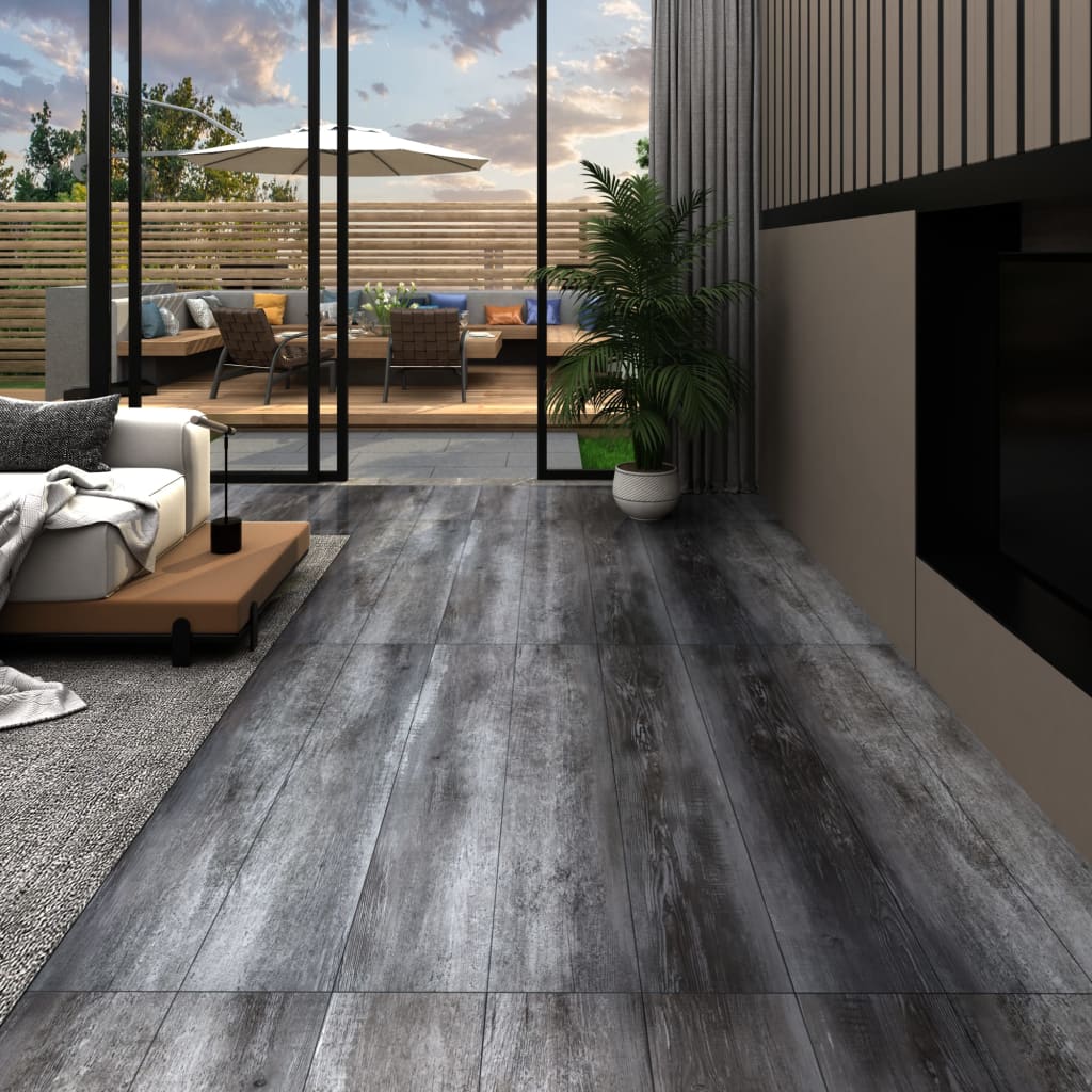 vidaXL Self-adhesive PVC Flooring Planks 5.21 m? 2 mm Shiny Grey