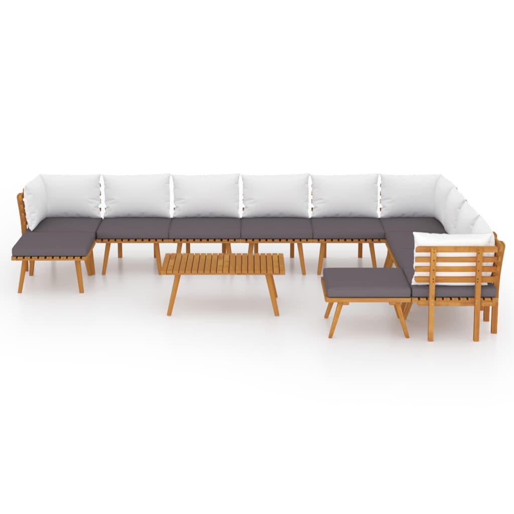 vidaXL 12 Piece Garden Lounge Set with Cushions Solid Wood Acacia