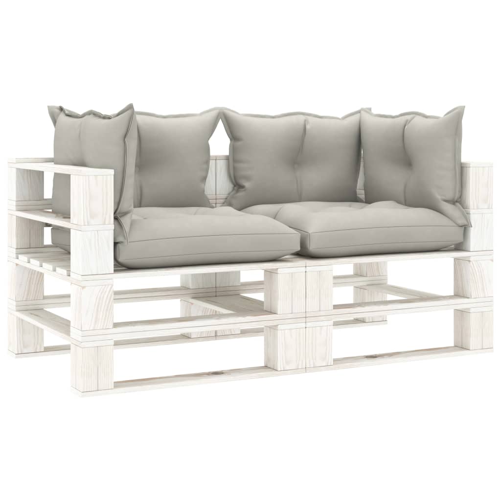 vidaXL Garden Pallet Sofa 2-Seater with Taupe Cushions Wood