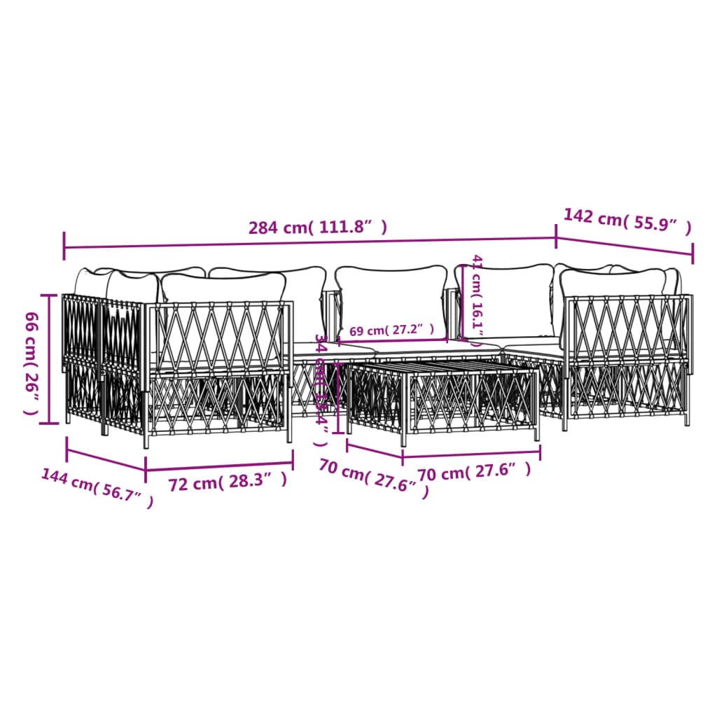 vidaXL 7 Piece Garden Lounge Set with Cushions Anthracite Steel