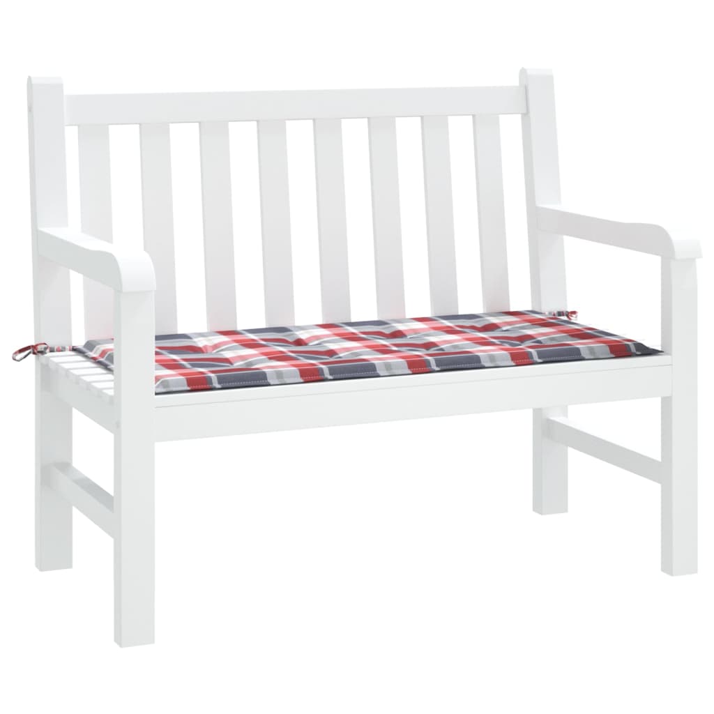 vidaXL Garden Bench Cushion Red Check Pattern 100x50x3cm Oxford Fabric