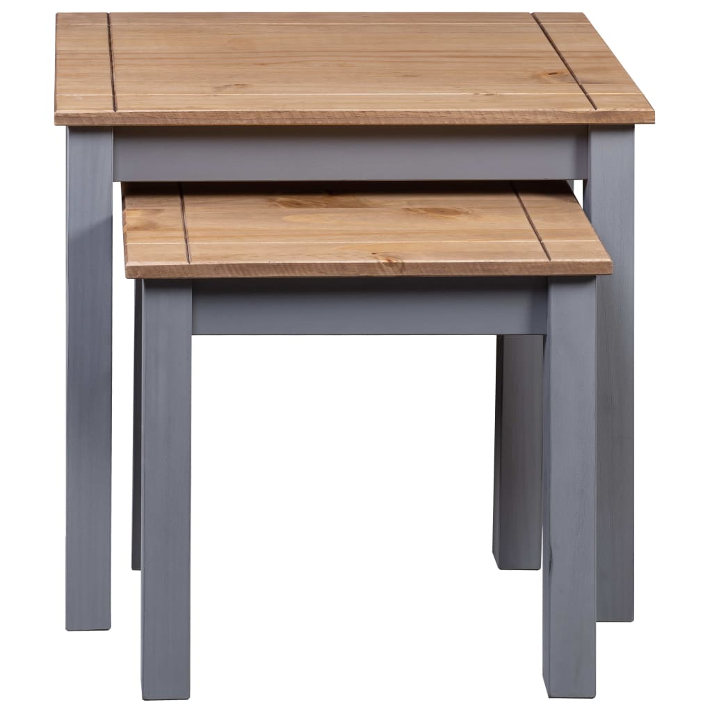 vidaXL Nesting Tables 2 pcs Grey Solid Pine Wood Panama Range