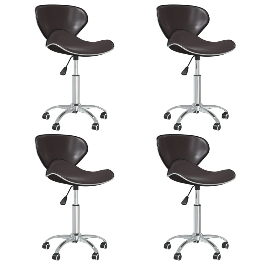 vidaXL Swivel Dining Chairs 4 pcs Brown Faux Leather