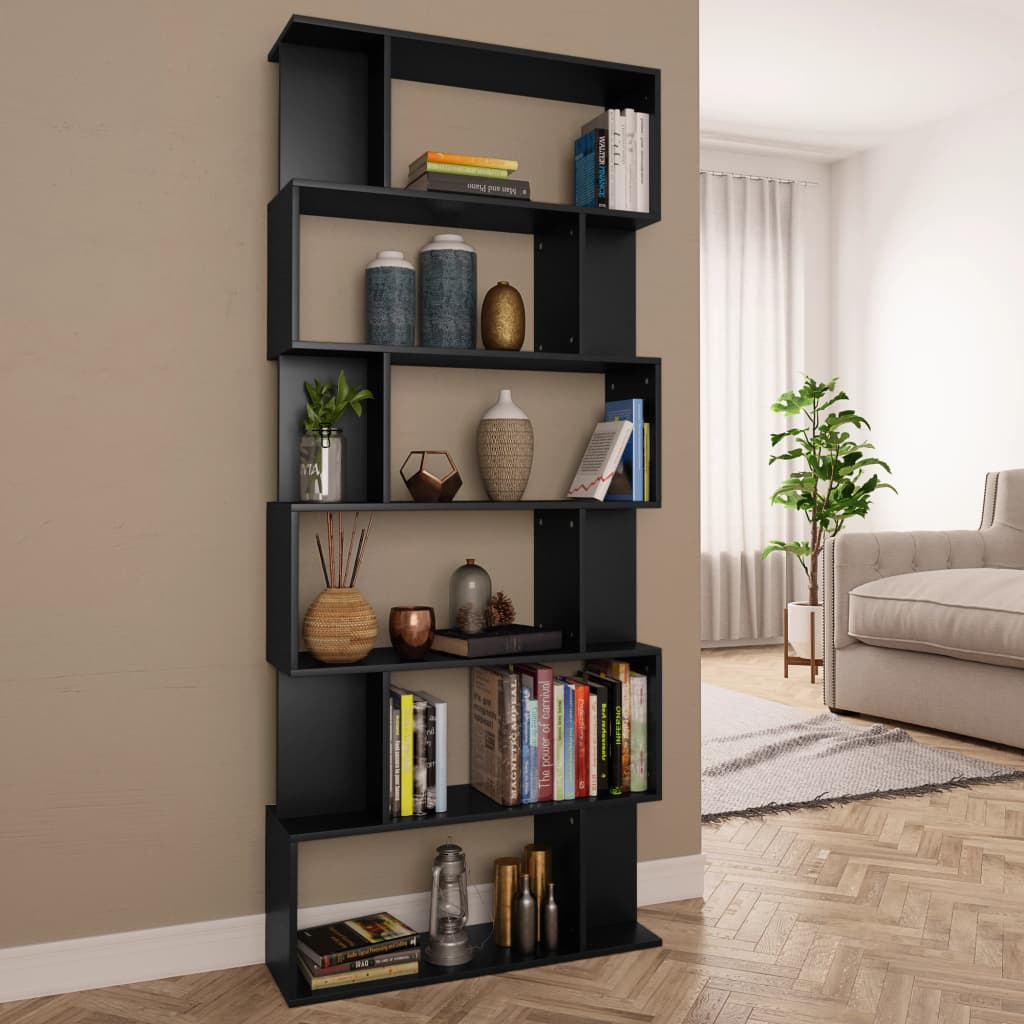 vidaXL Book Cabinet/Room Divider Black 80x24x192 cm Engineered Wood
