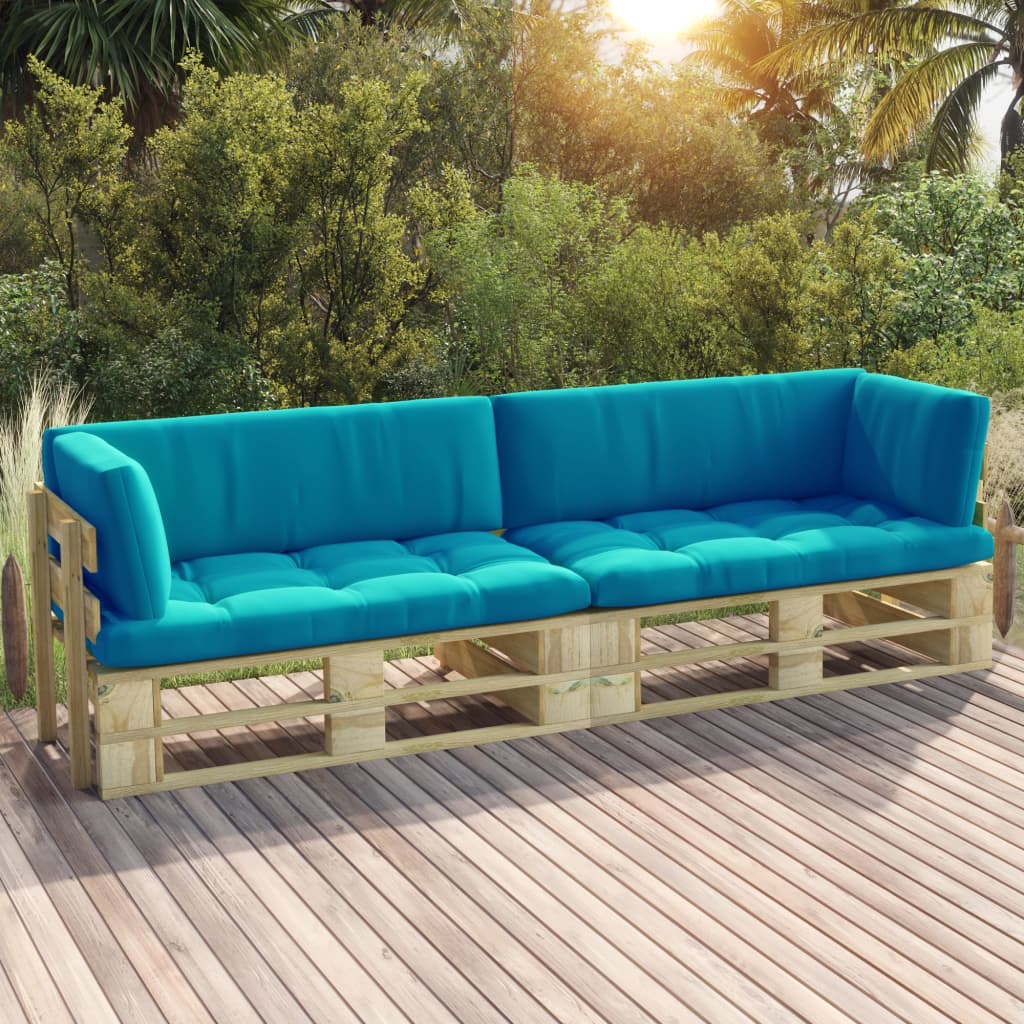 vidaXL 2-Seater Pallet Sofa with Cushions Green Impregnated Pinewood