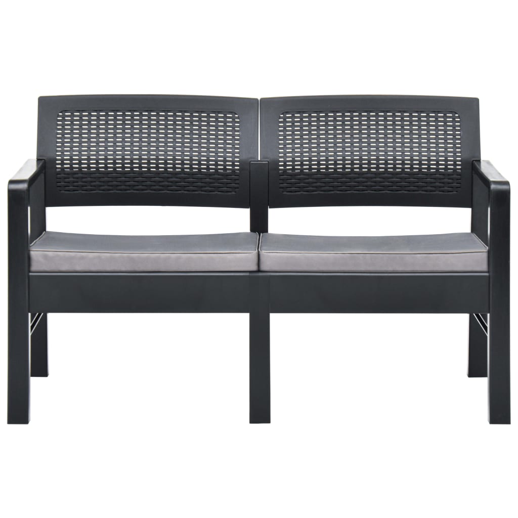 vidaXL 2-Seater Garden Bench with Cushions 120 cm Plastic Anthracite