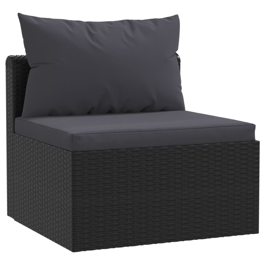 vidaXL 3 Piece Garden Sofa Set with Cushions Poly Rattan Black