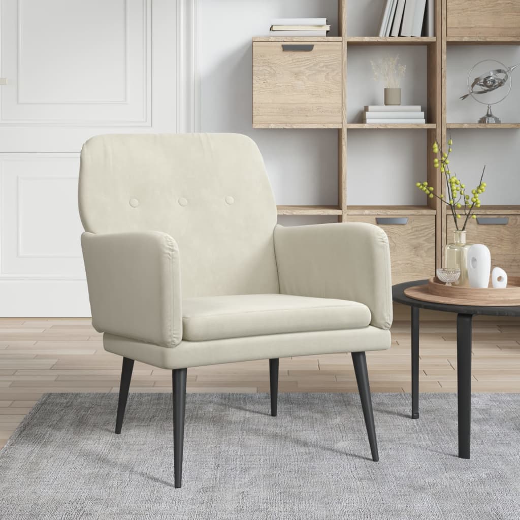 vidaXL Armchair Cream 62x79x79 cm Velvet