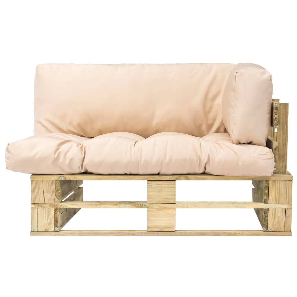 vidaXL Garden Pallet Sofa with Sand Cushions Pinewood