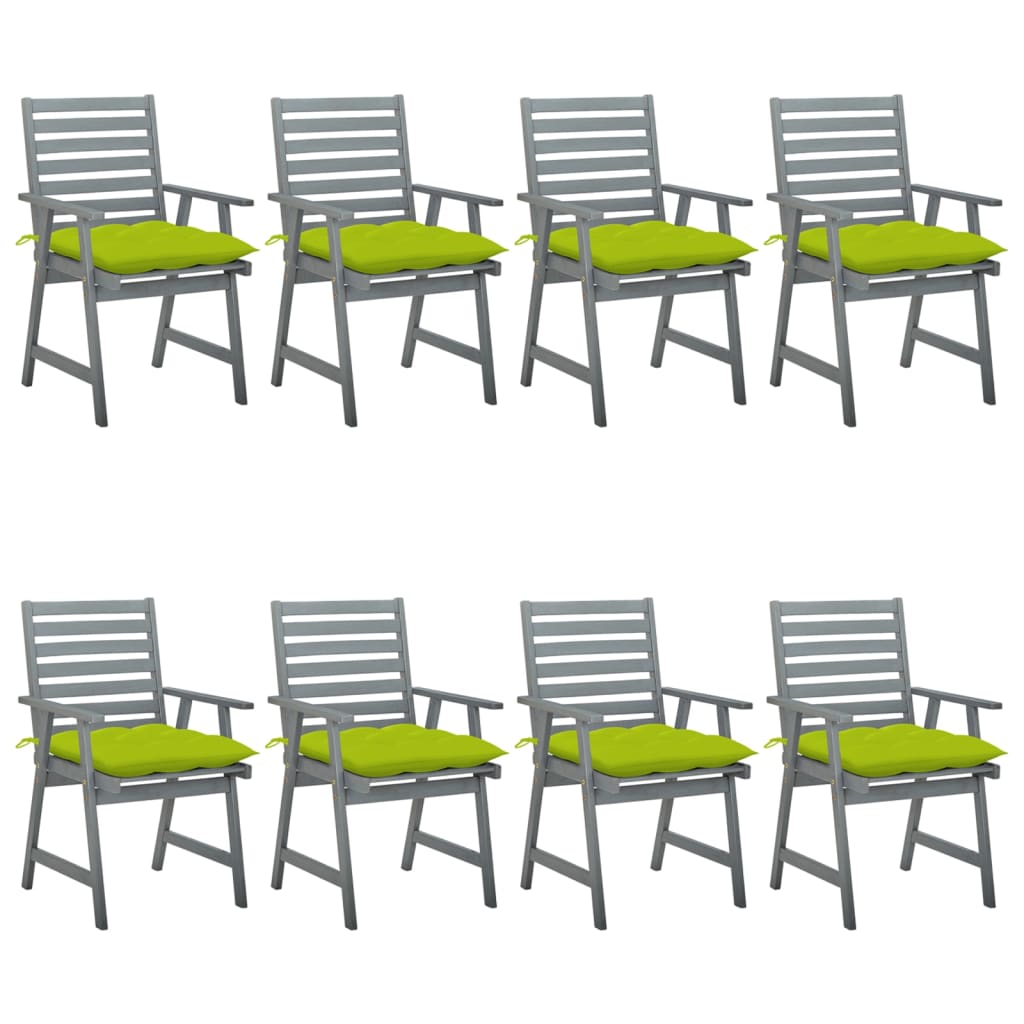 vidaXL Outdoor Dining Chairs with Cushions 8 pcs Solid Acacia Wood