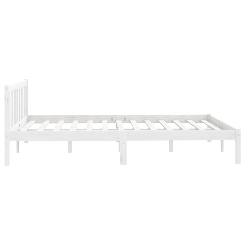 vidaXL Bed Frame without Mattress White Solid Wood Pine King Size