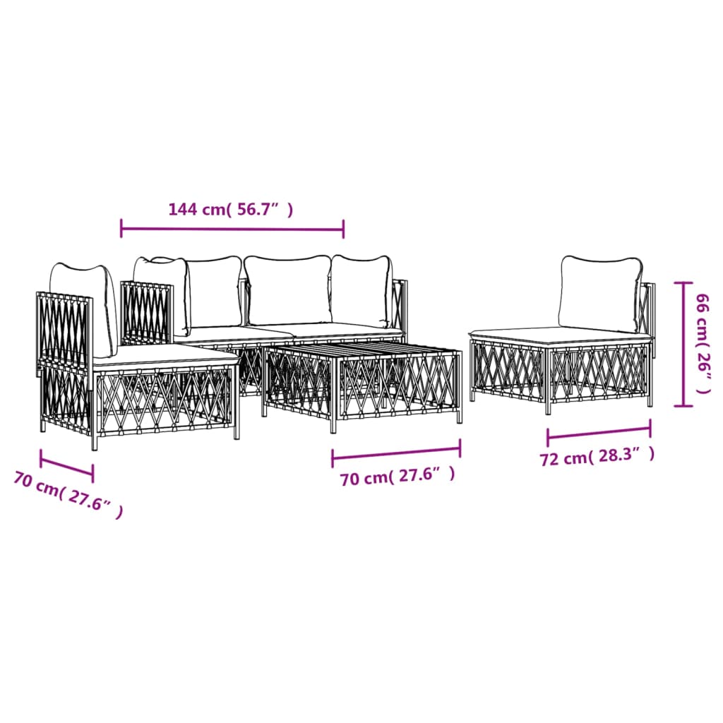 vidaXL 5 Piece Garden Lounge Set with Cushions Anthracite Steel