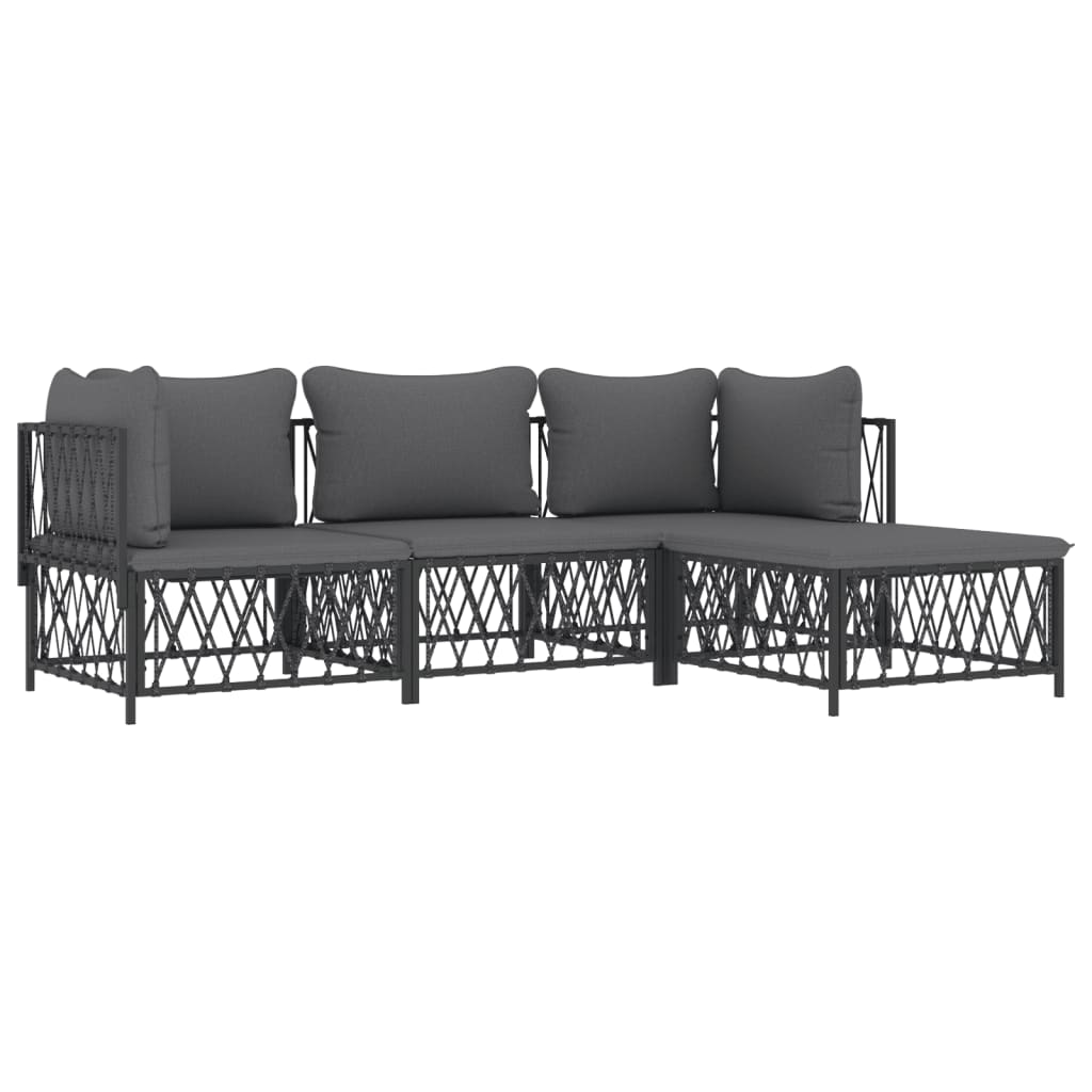 vidaXL 4 Piece Garden Lounge Set with Cushions Anthracite Steel