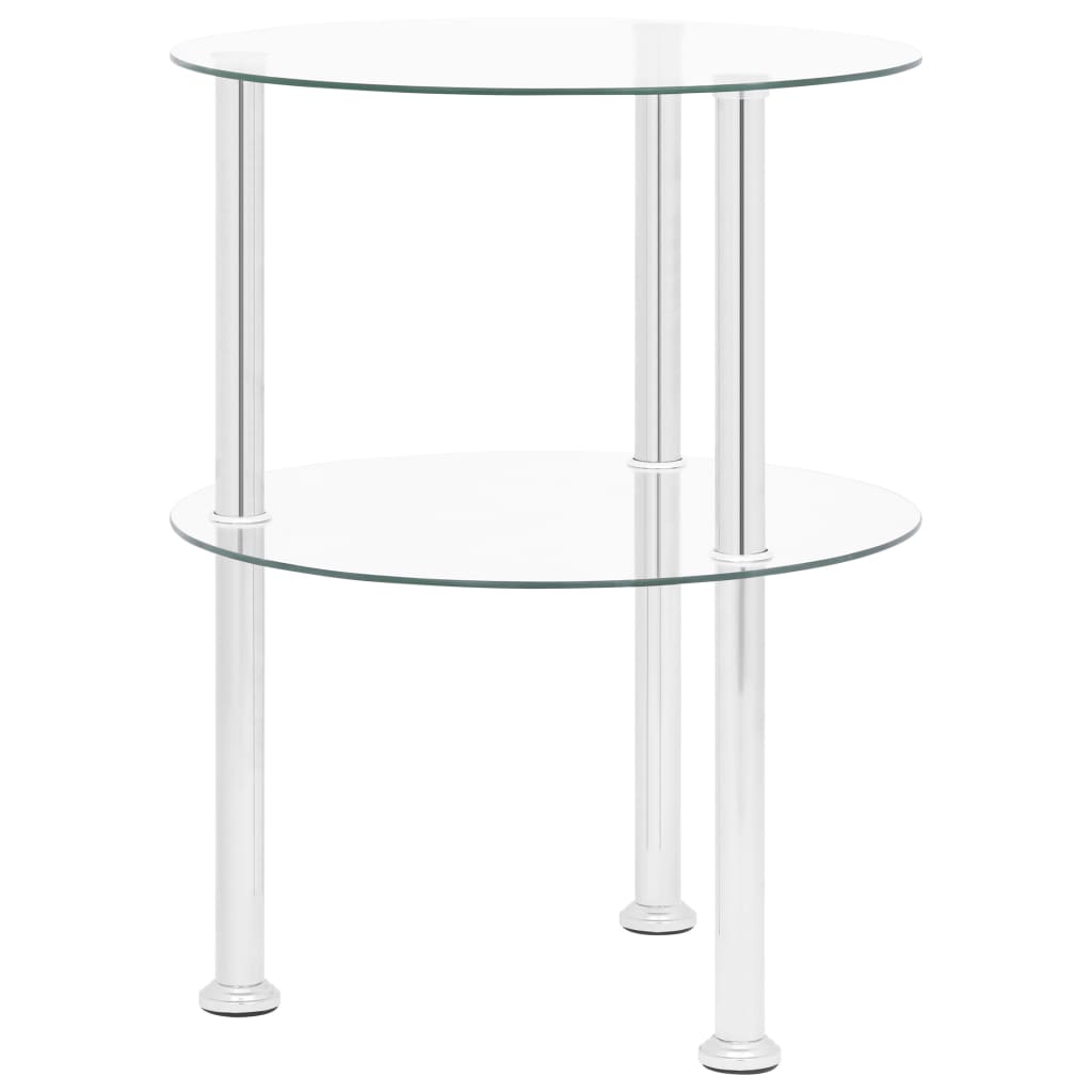 vidaXL 2-Tier Side Table Transparent 38 cm Tempered Glass