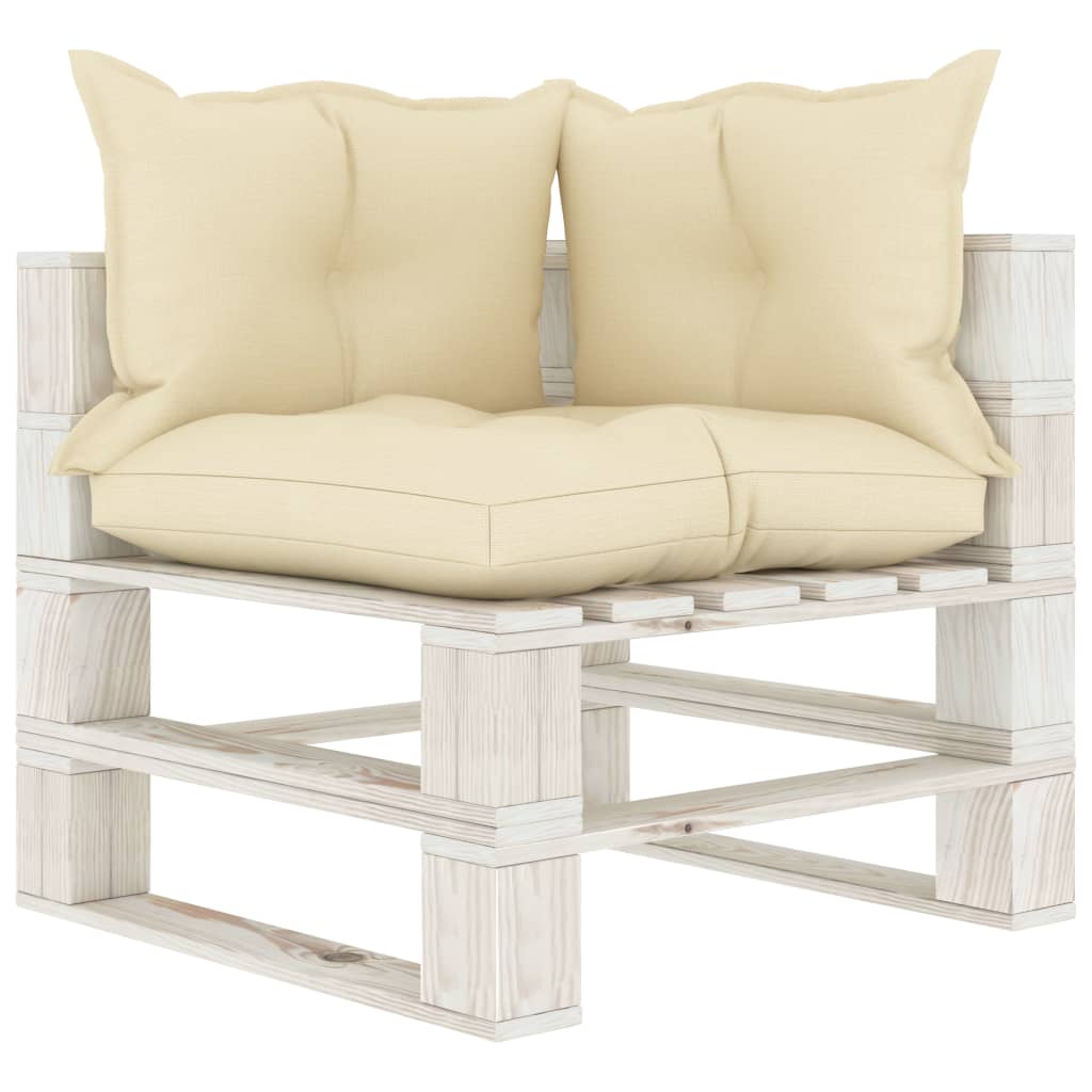 vidaXL Garden Pallet Sofa 2-Seater with Cream Cushions Wood