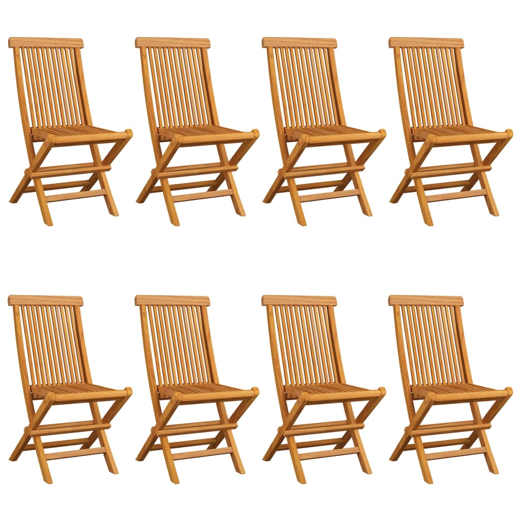 vidaXL Garden Chairs with Black Cushions 8 pcs Solid Teak Wood