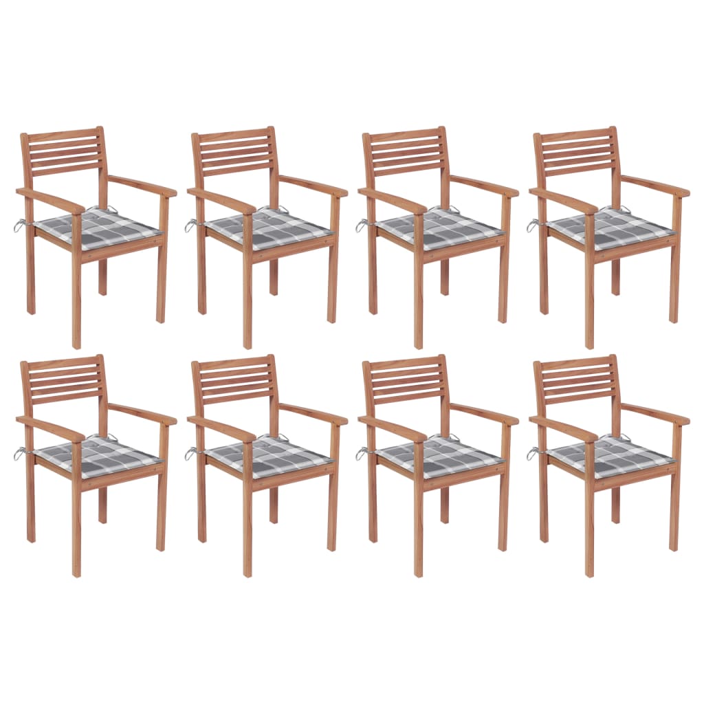 vidaXL Stackable Garden Chairs with Cushions 8 pcs Solid Teak Wood (2x43037+2x314072)