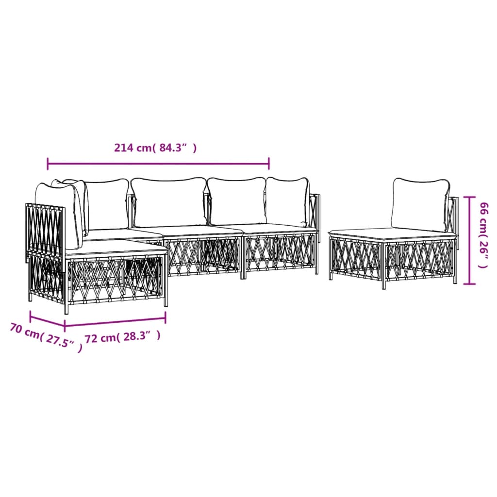 vidaXL 5 Piece Garden Lounge Set with Cushions Anthracite Steel