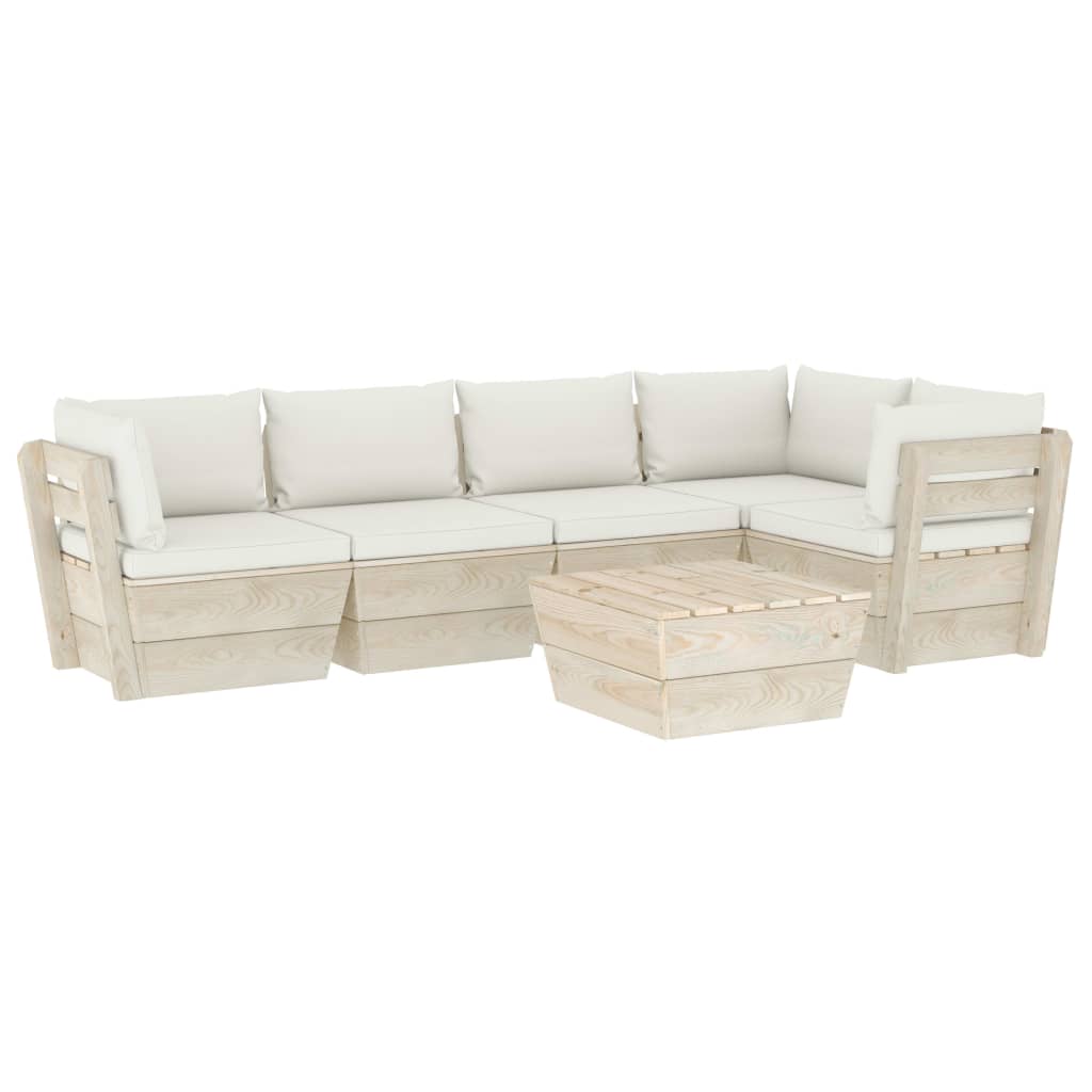 vidaXL 6 Piece Garden Pallet Lounge Set with Cushions Spruce Wood