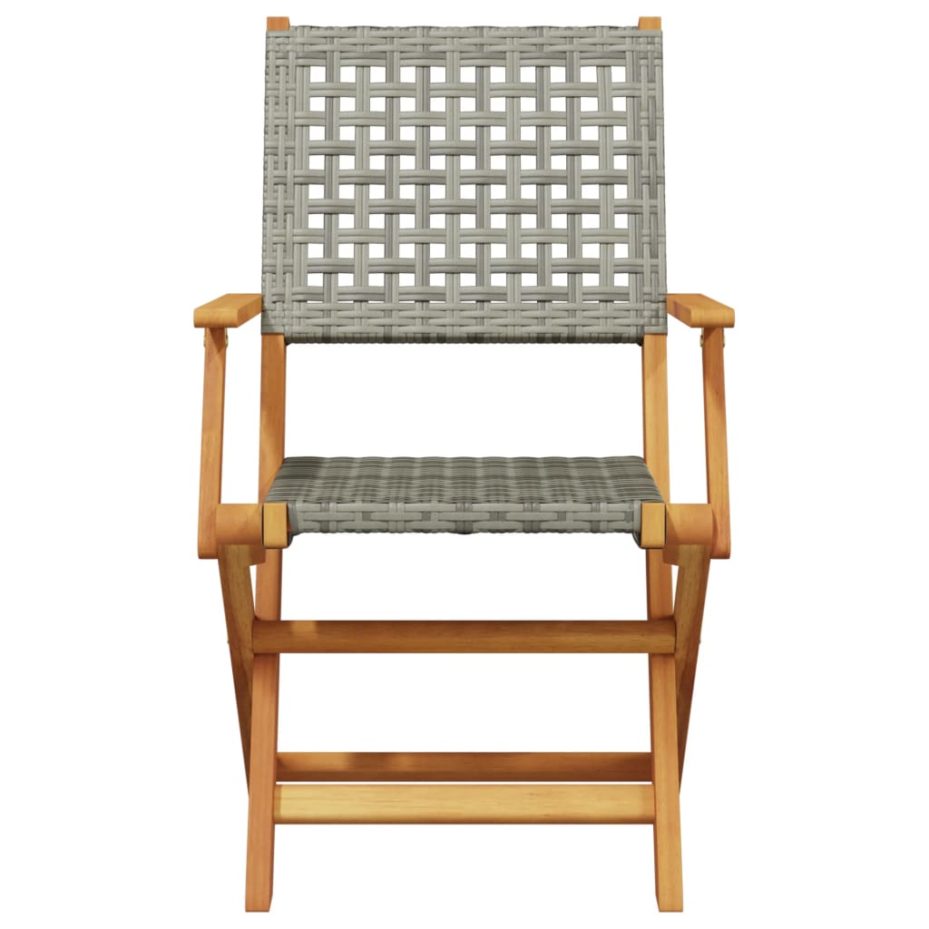 vidaXL Garden Chairs 2 pcs Grey Solid Wood Acacia and Poly Rattan