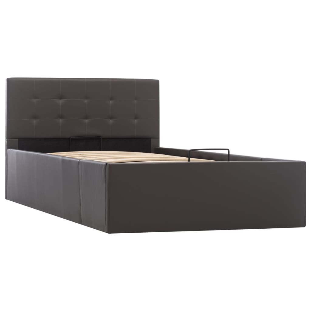 vidaXL Hydraulic Storage Bed Frame Grey Faux Leather 100x200 cm