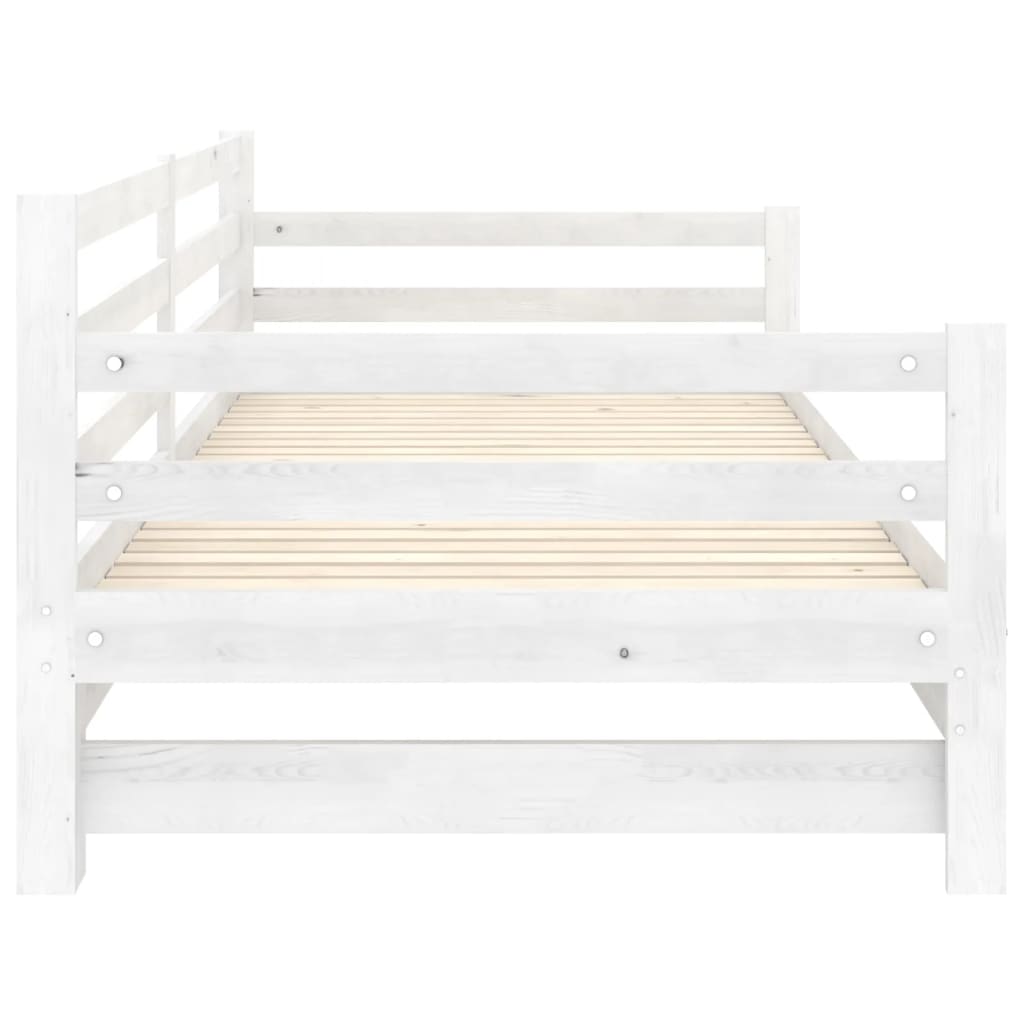 vidaXL Pull-out Day Bed White Solid Pinewood 2x