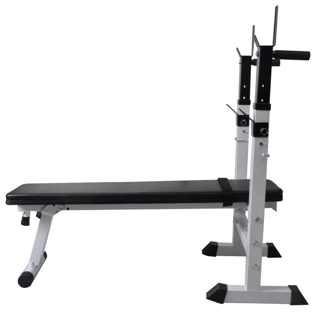 vidaXL Workout Bench with Weight Rack, Barbell and Dumbbell Set 60.5kg