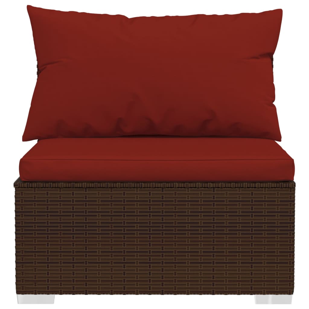 vidaXL 11 Piece Garden Lounge Set with Cushions Poly Rattan Brown