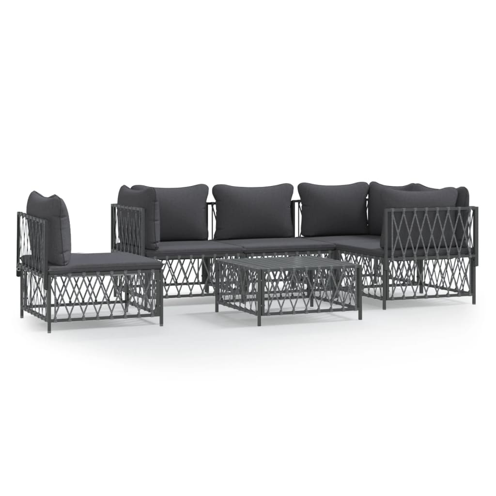 vidaXL 6 Piece Garden Lounge Set with Cushions Anthracite Steel