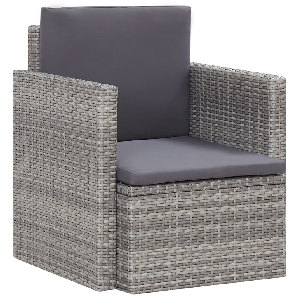 vidaXL Garden Chair with Cushions Poly Rattan Grey